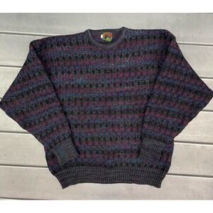 VTG Boston Traders Sweater Mens Large Pure Wool Crew Neck Knitted Pullover
